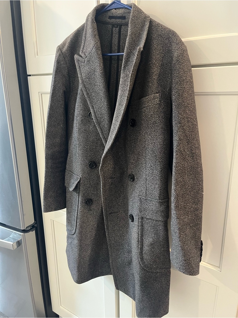 J Crew Men's Double-Breasted Wool Coat - Gray